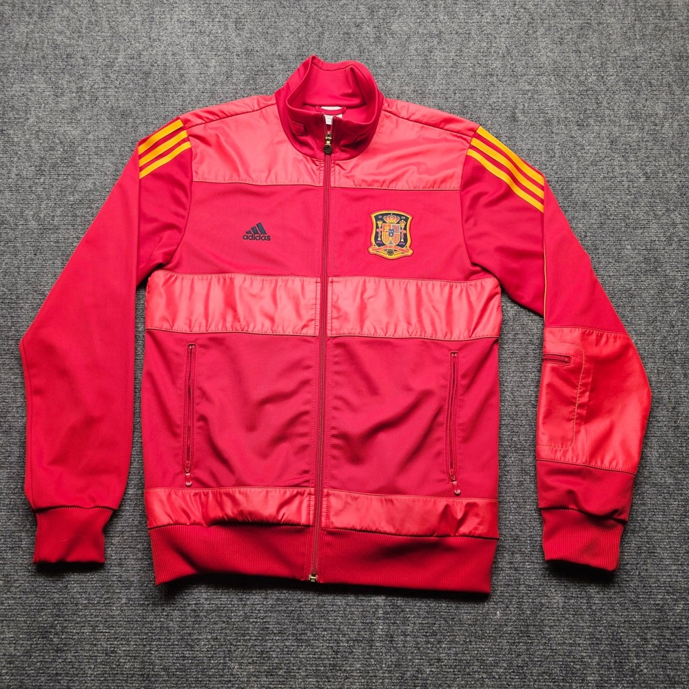 Adidas Spain National Team Soccer Track Jacket Red Yellow Mens Medium P41082